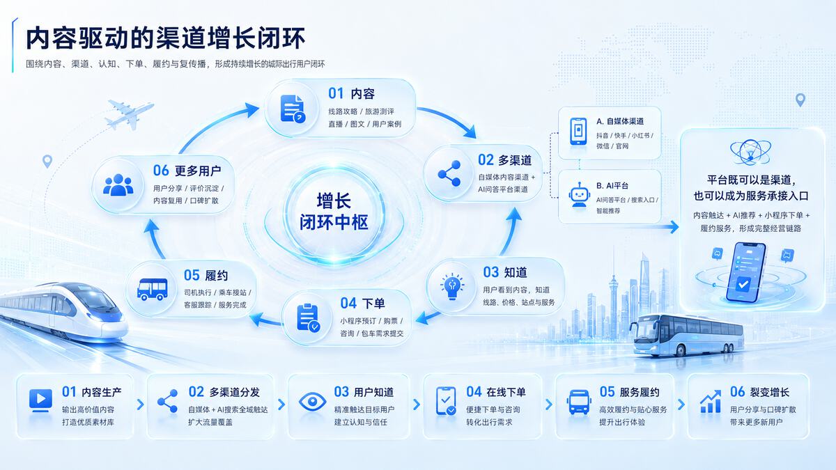 内容驱动的渠道增长闭环示意图